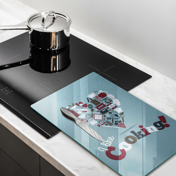 Kuchynská doska veľká zo skla I like cooking