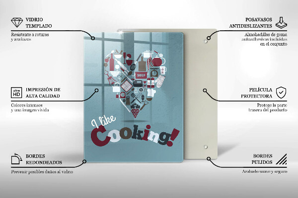 Kuchynská doska veľká zo skla I like cooking