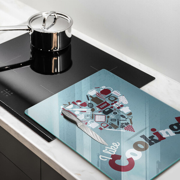 Kuchynská doska veľká zo skla I like cooking