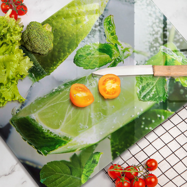 Kuchynská doska veľká zo skla Voda s vápnom a ľadom