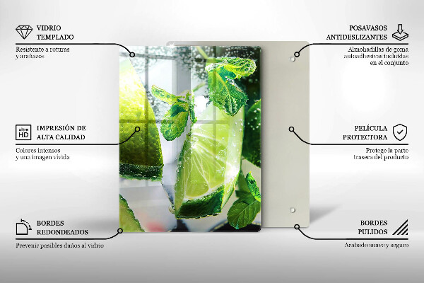 Kuchynská doska veľká zo skla Voda s vápnom a ľadom