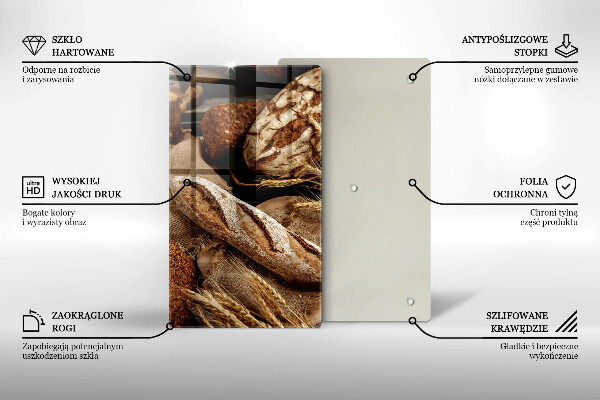 Kuchynská doska veľká zo skla Chlebové chleby