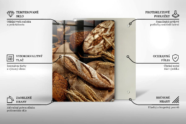 Kuchynská doska veľká zo skla Chlebové chleby
