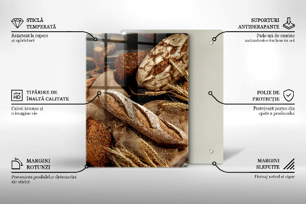 Kuchynská doska veľká zo skla Chlebové chleby