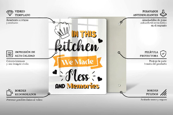 Kuchynská doska veľká zo skla In this kitchen we made mess and memories