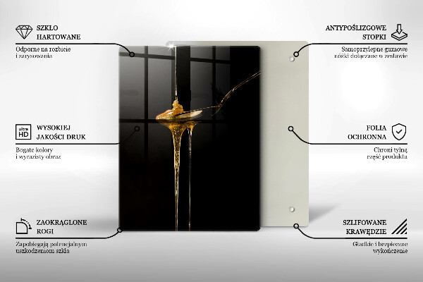 Kuchynská doska veľká zo skla Lyžička medu