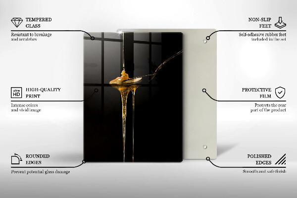 Kuchynská doska veľká zo skla Lyžička medu