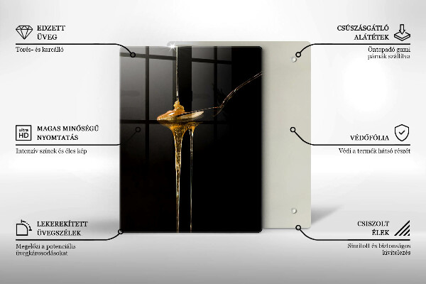 Kuchynská doska veľká zo skla Lyžička medu