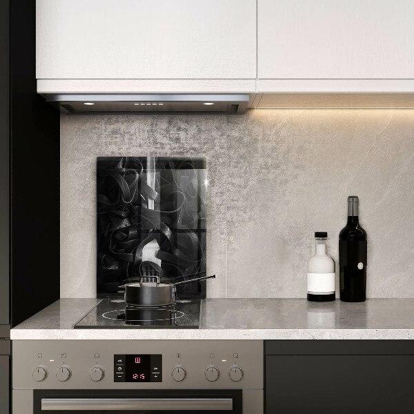 Kuchynská doska veľká zo skla Čierne cestoviny a vidlička