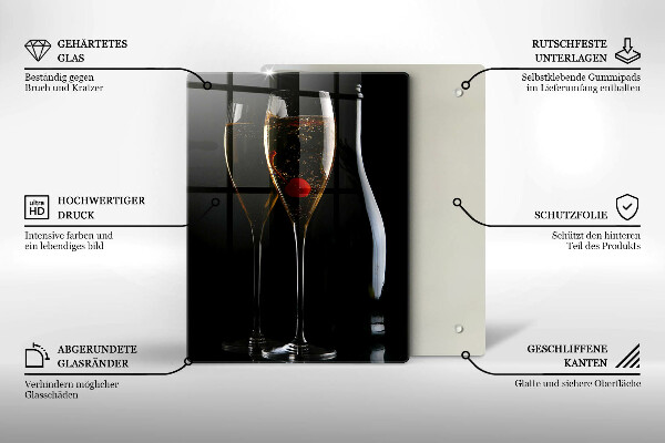 Kuchynská doska veľká zo skla Poháre na šampanské