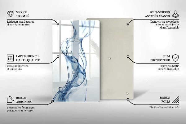 Kuchynská doska veľká zo skla Čistá voda
