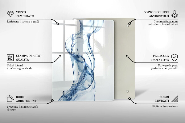 Kuchynská doska veľká zo skla Čistá voda