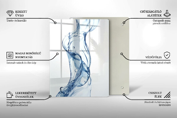 Kuchynská doska veľká zo skla Čistá voda