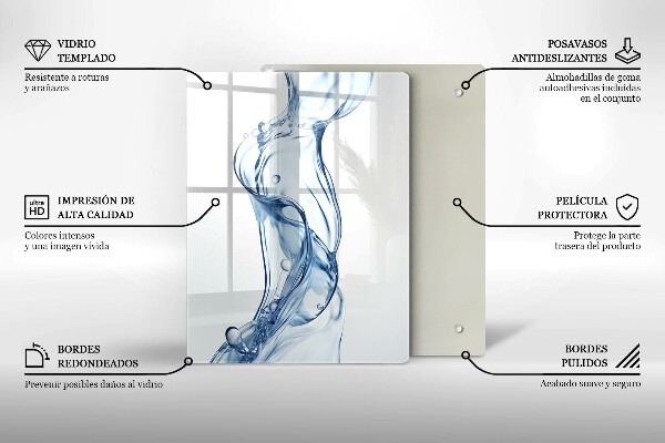 Kuchynská doska veľká zo skla Čistá voda