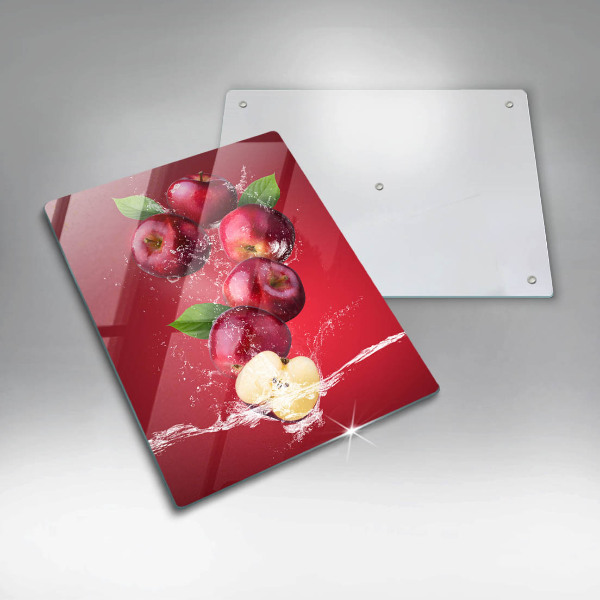 Kuchynská doska veľká zo skla Šťavnaté jablká vo vode