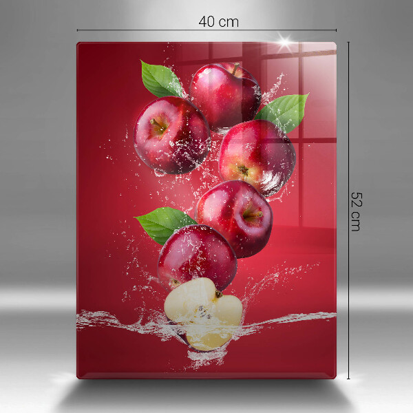 Kuchynská doska veľká zo skla Šťavnaté jablká vo vode