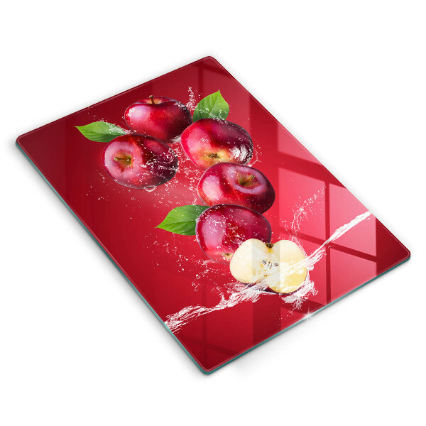 Kuchynská doska veľká zo skla Šťavnaté jablká vo vode