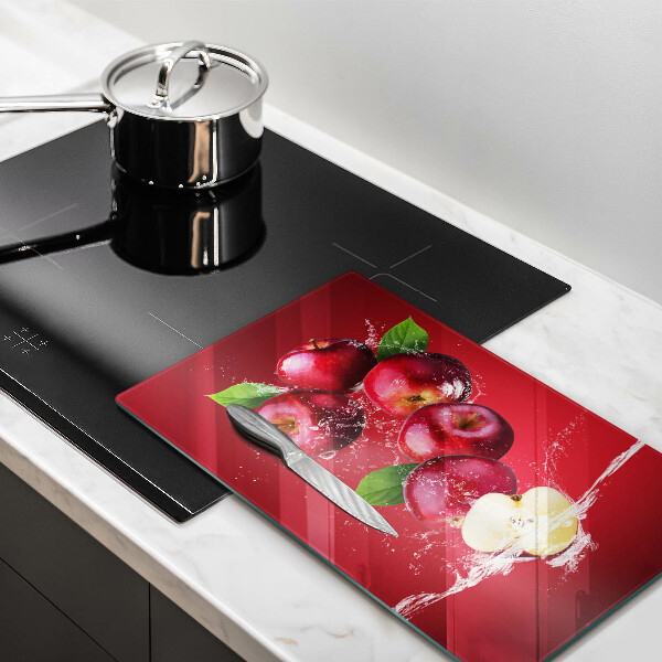 Kuchynská doska veľká zo skla Šťavnaté jablká vo vode