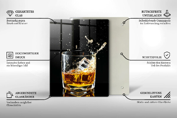 Kuchynská doska veľká zo skla Pohárik whisky