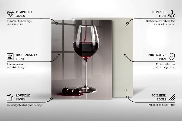 Kuchynská doska veľká zo skla Sklo a hrozno