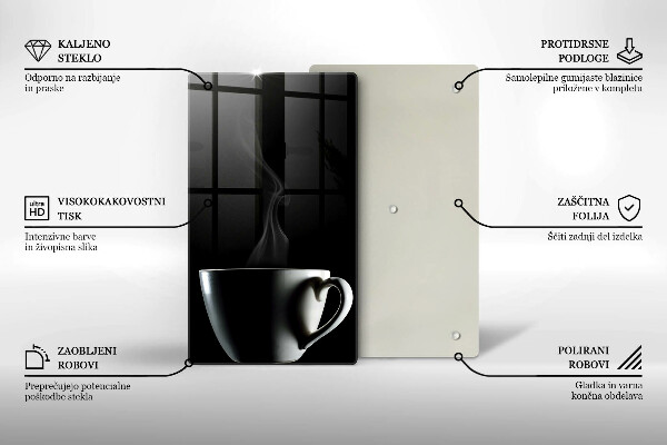 Kuchynská doska veľká zo skla Šálka čaju