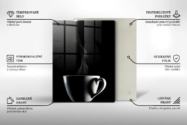 Kuchynská doska veľká zo skla Šálka čaju