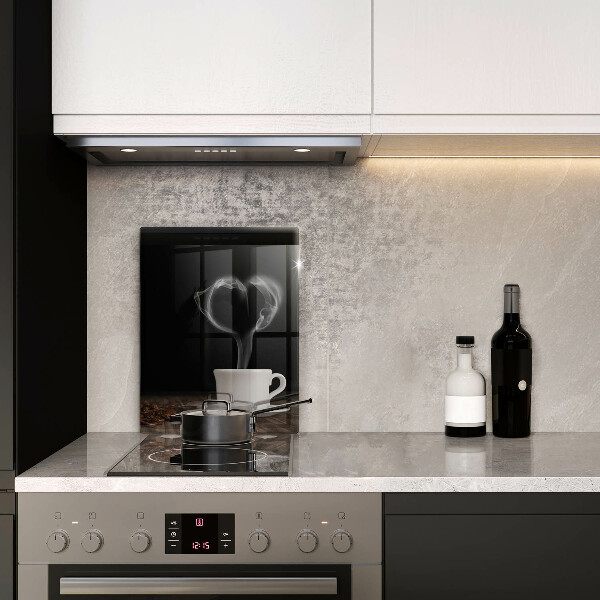 Kuchynská doska veľká zo skla Srdce šálky kávy