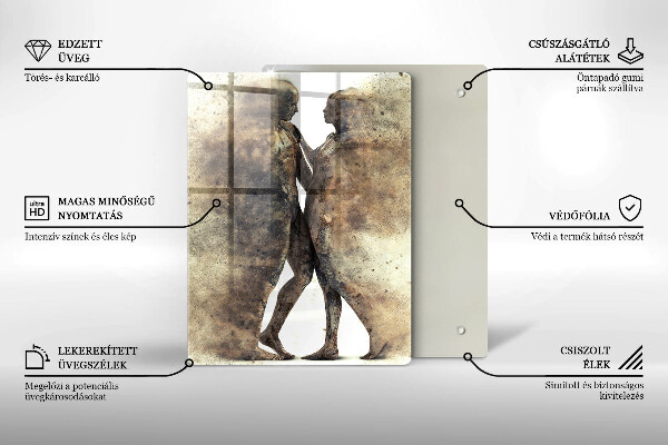 Kuchynská doska veľká zo skla Telá zamilovaných ľudí