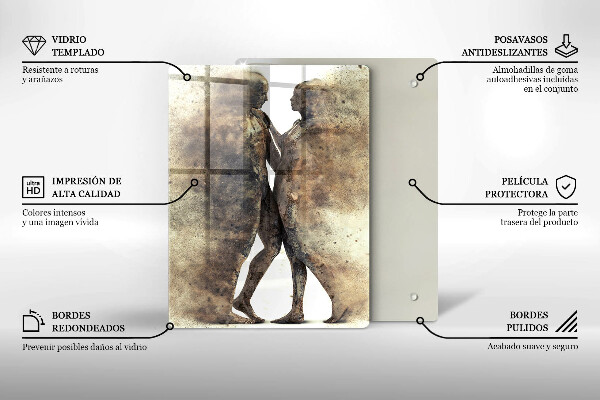 Kuchynská doska veľká zo skla Telá zamilovaných ľudí