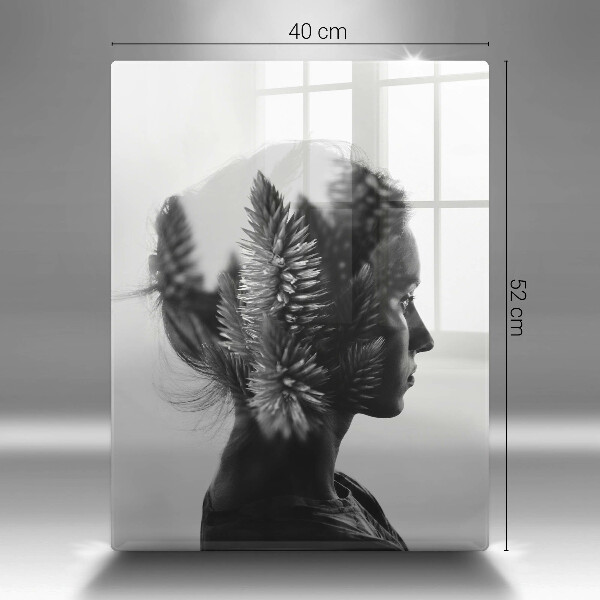 Kuchynská doska veľká zo skla Žena a les