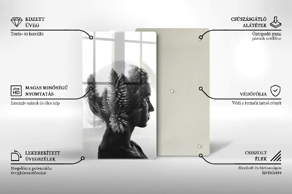 Kuchynská doska veľká zo skla Žena a les
