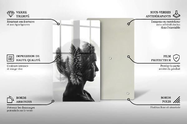 Kuchynská doska veľká zo skla Žena a les