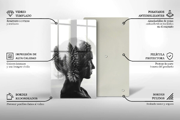 Kuchynská doska veľká zo skla Žena a les