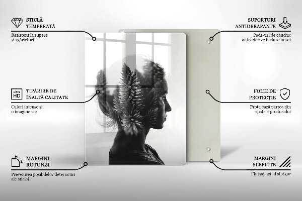 Kuchynská doska veľká zo skla Žena a les