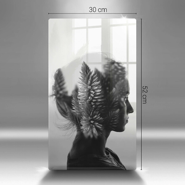 Kuchynská doska veľká zo skla Žena a les