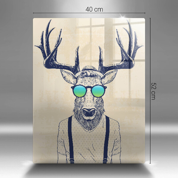 Kuchynská doska veľká zo skla Jeleň muž ilustrácie