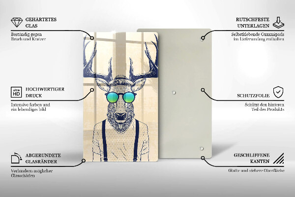 Kuchynská doska veľká zo skla Jeleň muž ilustrácie