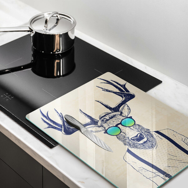 Kuchynská doska veľká zo skla Jeleň muž ilustrácie