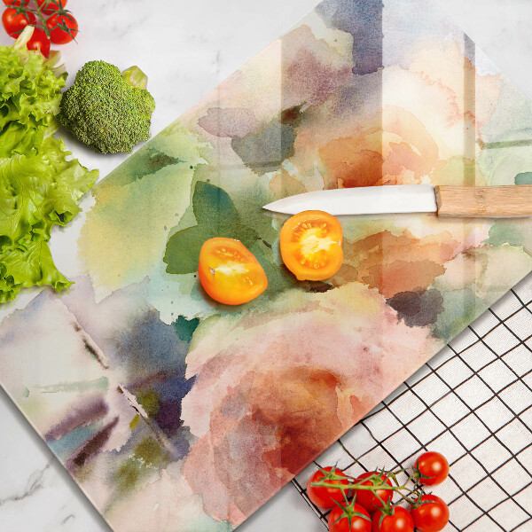 Kuchynská doska veľká zo skla Maľované kvety