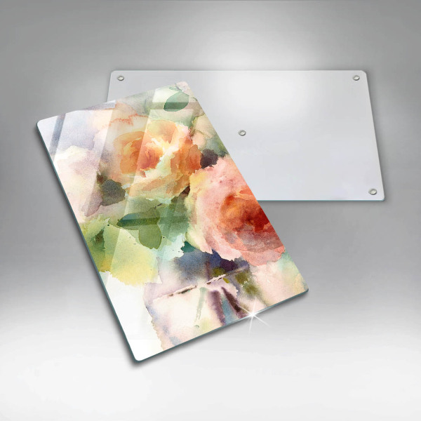 Kuchynská doska veľká zo skla Maľované kvety