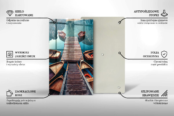 Kuchynská doska veľká zo skla Lode na jazere