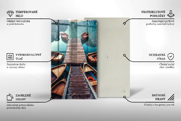 Kuchynská doska veľká zo skla Lode na jazere