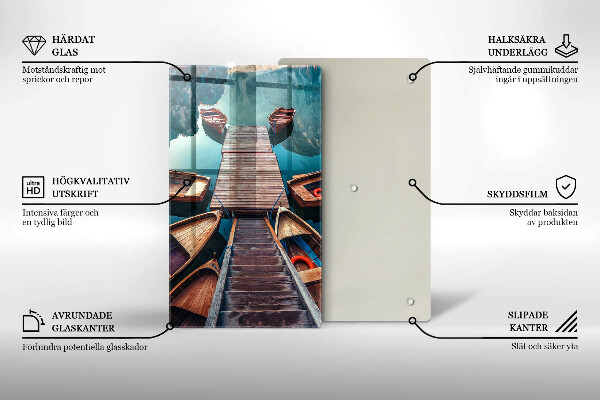 Kuchynská doska veľká zo skla Lode na jazere