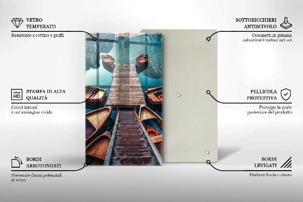 Kuchynská doska veľká zo skla Lode na jazere