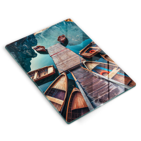 Kuchynská doska veľká zo skla Lode na jazere