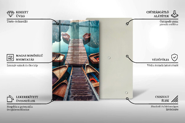 Kuchynská doska veľká zo skla Lode na jazere