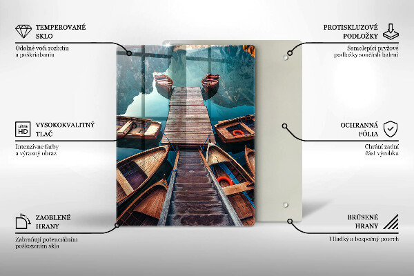 Kuchynská doska veľká zo skla Lode na jazere