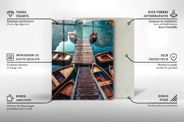 Kuchynská doska veľká zo skla Lode na jazere