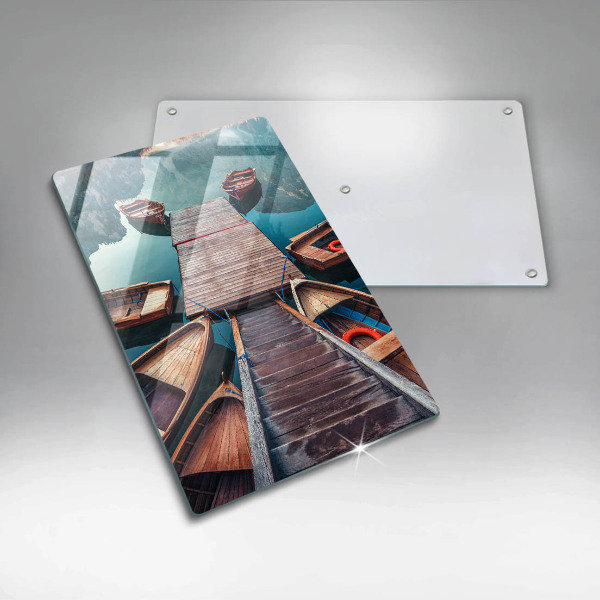 Kuchynská doska veľká zo skla Lode na jazere