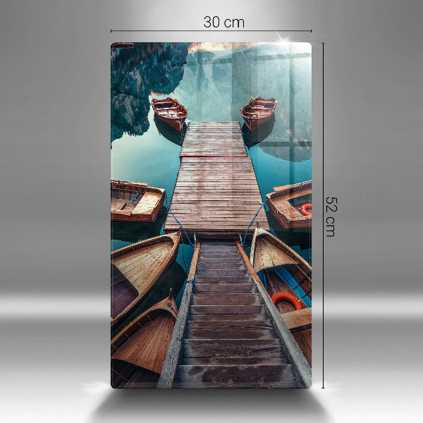 Kuchynská doska veľká zo skla Lode na jazere